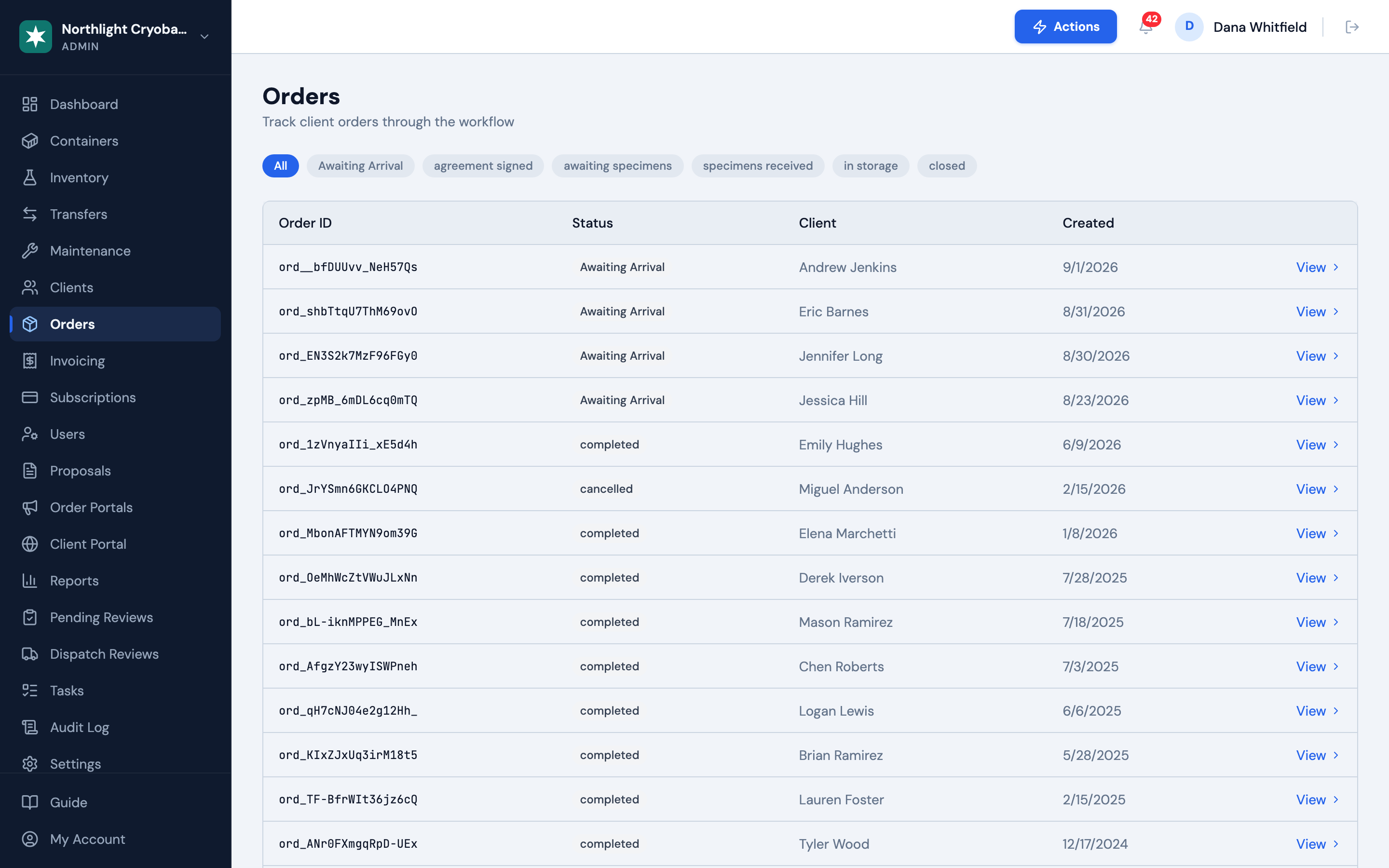 The OpenCryo orders work queue